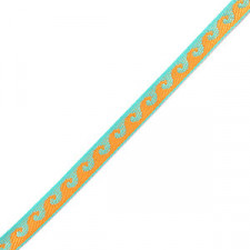 Ribbon text Waves Turquoise blue-orange